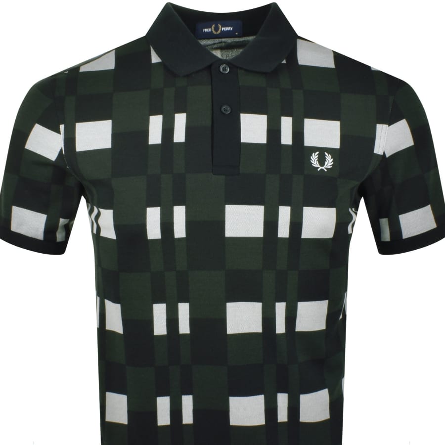 Fred Perry Checkerboard Polo T Shirt Black male XX Large